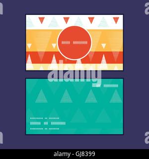Vektor-lebendige Ikat-Streifen vertikal Runde Muster Visitenkarten Frameset Stock Vektor