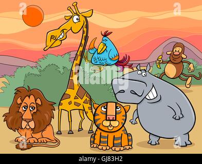 wilde Tiere Gruppe Karikatur illustration Stock Vektor