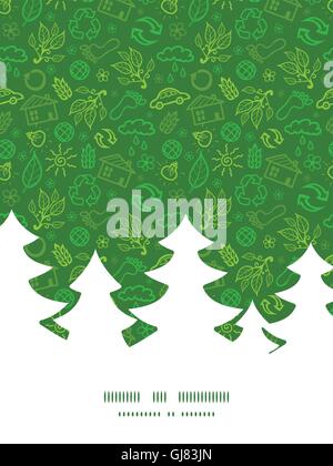 Vektor Ökologie Symbole Weihnachtsbaum Silhouette Muster Rahmen Kartenvorlage Stock Vektor
