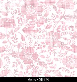 Rosa Textil Vögel und Blumen Musterdesign Hintergrund Stock Vektor