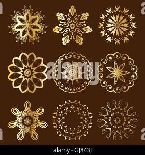 Floral Radial Gold Ornament Stock Vektor