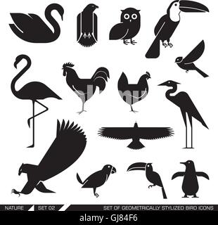 Reihe von geometrisch stilisierten Vogel icons Stock Vektor