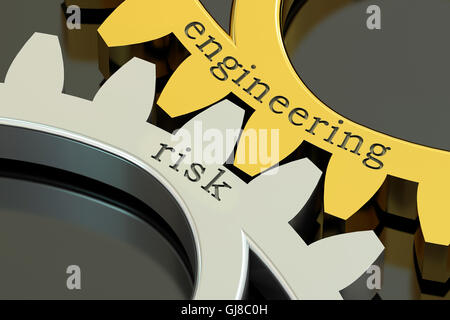 Engineering-Risk-Konzept auf die Zahnräder, 3D rendering Stockfoto
