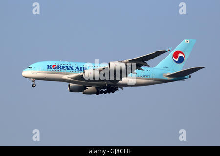 Incheon, Südkorea - 24. Mai 2016: A Korean Air Airbus A380 mit der Registrierung HL7619 nähert sich Seoul Incheon International Stockfoto