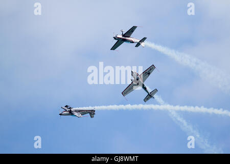 Eastbourne, Vereinigtes Königreich. 14. August 2016.  Die Klingen führen direkt am Meer für den 4. und letzten Tag der Eastbourne Airshow.  Airbourne, wie es bekannt ist, läuft für 4 Tage und zeigt Flugzeuge ziviler und militärischer Herkunft. Bildnachweis: Ed Brown/Alamy Live-Nachrichten Stockfoto