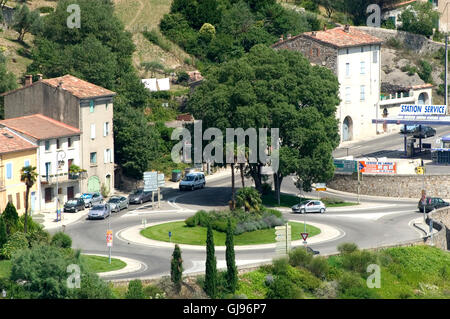 Blick auf einen Teil der Stadt von den Höhen des Anduze Stockfoto