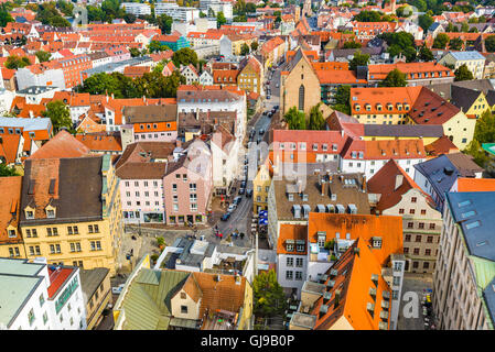 Augsburg, Deutschland Blick auf die Stadt auf dem Dach. Stockfoto