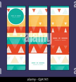 Vektor lebendige Ikat Streifen vertikale Banner festlegen Muster Hintergrund Stock Vektor