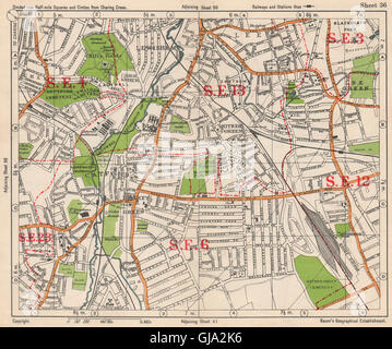 SE LONDON. Nstige hierher/Rushey/Lee Green Lewisham Ladywell. Speck, 1938 Karte Stockfoto
