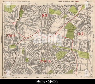 NW-LONDON. Kirche Ende Hampstead Garden Vorort East Finchley. Speck, 1933 Karte Stockfoto