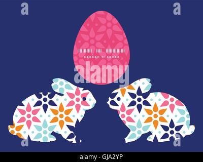 Vektor abstrakten bunten Sternen Hase Kaninchen Silhouette Ostern Rahmen Stock Vektor