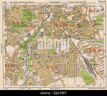 SE LONDON. Nstige hierher/Rushey/Lee Green Lewisham Ladywell. Speck, 1933 Karte Stockfoto