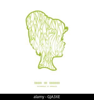 Vector Abstract wirbelt Textur Mädchen Porträt Silhouette Muster Rahmen Stock Vektor