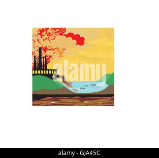 Luft verschmutzen Fabrikschornsteine Stock Vektor