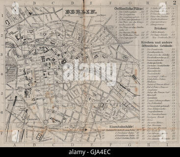 BERLIN. Antike Stadtplan. Stadtplan. Deutschland. BRADSHAW, 1895 Stockfoto