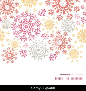 Vektor folk floral Kreise abstrakt horizontale Rahmenhintergrund nahtlose Muster Stock Vektor