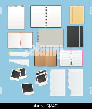Satz umfassen, Notizbücher und Papiere Stock Vektor