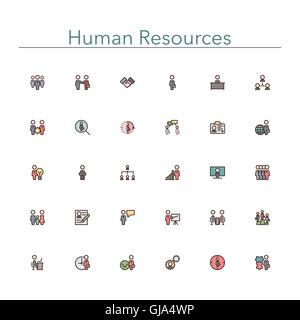 Human Resources farbige Linie Symbole Stock Vektor