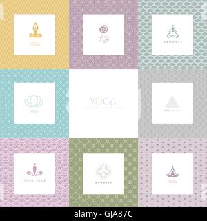 Reihe von Logos und Muster für ein Yoga-studio Stock Vektor