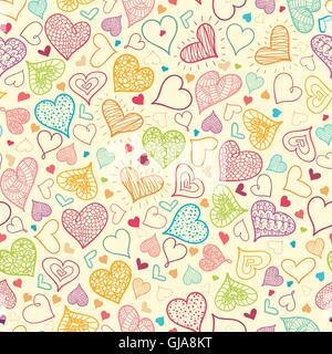 Doodle Herzen Musterdesign Hintergrund Stock Vektor