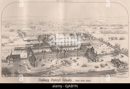 Finsbury Bezirk Schulen; Fred Peck, Architekt. London, antiken print 1869 Stockfoto