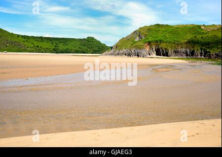 Golden Sand bei Ebbe an drei Klippen Bucht ausgesetzt Stockfoto