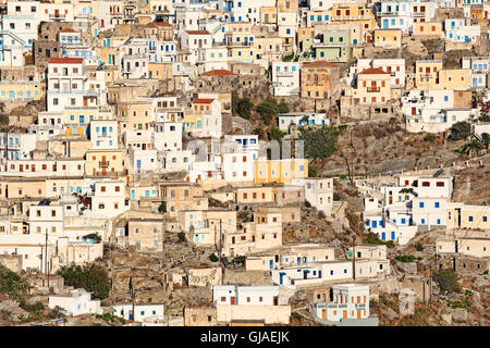 Olympos ist ein Dorf von unglaublicher Schönheit in Karpathos, Griechenland Stockfoto