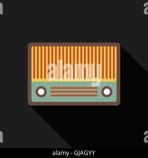 Retro Vintage Radio flache Bauweise isoliert Symbol Vektor-illustration Stock Vektor