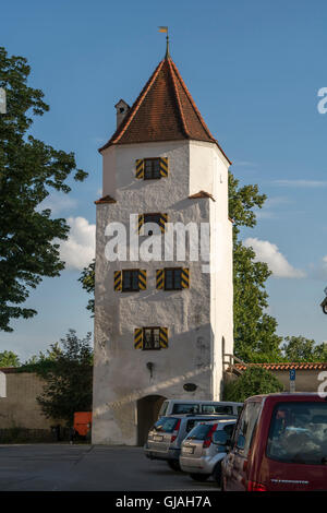 Polizei-Wachturm, Torturm in der historischen alten Stadt Schongau, Oberbayern, Bayern, Deutschland, Europa Stockfoto