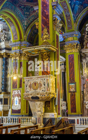 Kanzel der Kirche Chiesa di Nostra Signora della Consolazione e San Vincenzo in Genua Detail. Taly Stockfoto