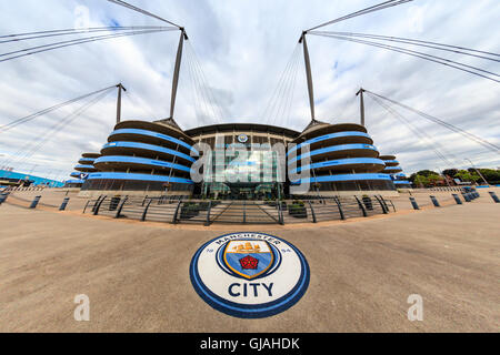 Etihad Stadium ist Heimat von Manchester City englischen Premier League-Fußball-Club, einer der erfolgreichsten Clubs in England. Stockfoto