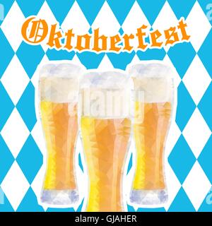 Oktoberfest-Vektor-Illustration mit drei Gläser Bier Stock Vektor