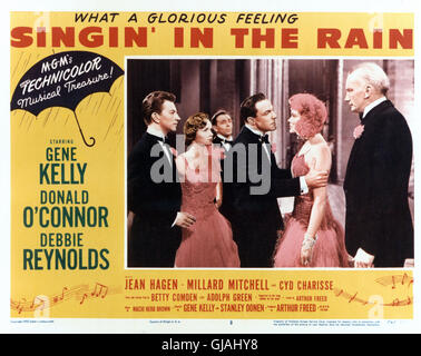 Singin ' In The Rain, auch bekannt als: Du Sollst Mein Glücksstern Sein, USA 1952, Regie: Stanley Donen, Gene Kelly, Monia: Donald O'Connor, Debbie Reynolds, Jean Hagen, Gene Kelly, Millard Mitchell (?) Stockfoto