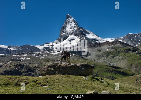 Matterhorn-Blick von der Riffelalp Zermatt, Schweiz Stockfoto