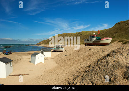 Überblick über die Bucht des Fischerortes Loenstrup (Lønstrup), Jütland, Dänemark Stockfoto
