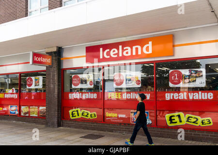 Ein Zweig der Island-Tiefkühlkost-Supermarkt. Stockfoto