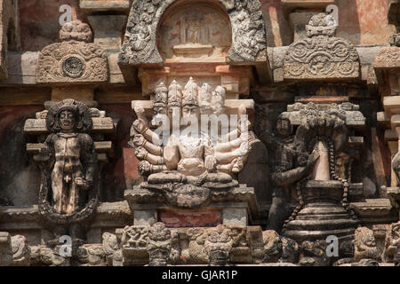 Geschnitzte Figuren in Airawateswarar Tempel, Tanjavur, Tamil Nadu, Indien Stockfoto