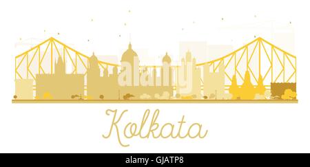 Kolkata Stadt Skyline goldene Silhouette. Vektor-Illustration. Einfache flache Konzept für Tourismus Präsentation, Banner, Plakat Stock Vektor