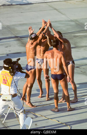 Kalifornien - Los Angeles - 1984 Olympischen Sommerspiele. Men es schwimmen. 4x200m Freistil Staffel, gold-Medaillengewinner Stockfoto