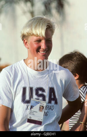 Kalifornien - Los Angeles - 1984 Olympischen Sommerspiele. USA Frauen schwimmen. Carrie Steinseifer, 100m Freistil Stockfoto