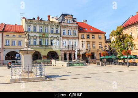 Bielsko-Biala, Polen - 7. September 2014: Blick auf den historischen Teil von Bielsko Biala in den Sommer, sonniger Tag Stockfoto