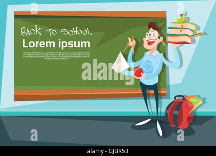 Geometrielehrer über Klasse Brett zurück zu Schule-Bildung-Banner Stock Vektor