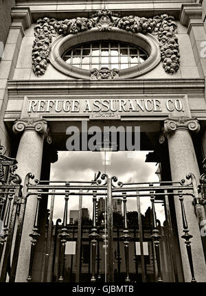 Sepia Refuge Assurance Bürogebäude, Oxford Road Manchester, Stockfoto