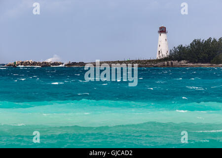 Nassau Harbour Leuchtturm, Paradise Island, Bahamas Stockfoto