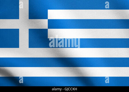 Flagge von Griechenland winken in den Wind mit detaillierten Stoff. Griechischen Nationalflagge. Stockfoto