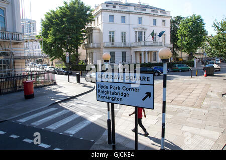 Belgrave Square, Belgravia Stadtteil im Westen Londons in der City of Westminster und Royal Borough of Kensington und Chelsea Stockfoto