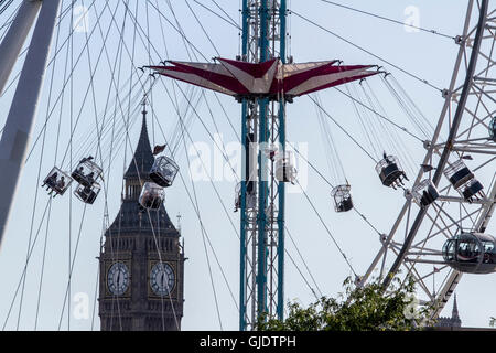 London, UK. 15. August 2016. Südufer Messegelände fahren nimmt Betrieb ein paar Wochen nach dem Messegelände Reiter wurden gefangen und mussten durch die Feuerwehr Kredit gerettet werden: Amer Ghazzal/Alamy Live-Nachrichten Stockfoto