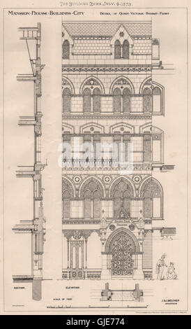 Villa Haus Gebäude, Stadt; Queen Victoria Street; Belcher Architekten, 1873 Stockfoto