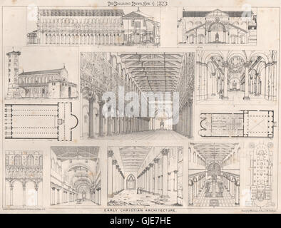 Frühe christliche Architektur. Architektur, antiken print 1873 Stockfoto