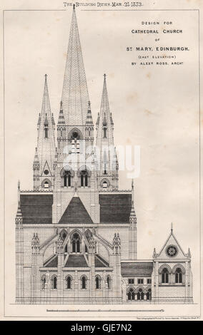 Kathedrale St. Marienkirche, Edinburgh. Design von Alexr. Ross, Architekt, 1873 Stockfoto